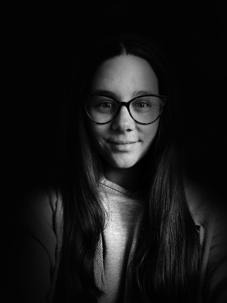 A black and white photo of Hannah Brown, Account Manager at mso