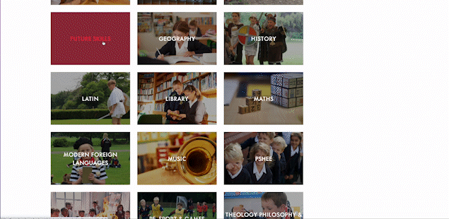 .gif showing the Beechwood Park independent school website, namely the curriculum page which shows image signposting for each of the subjects that the school teaches
