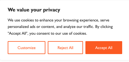 Screenshot of a Consent mode v2 compliant cookie notice